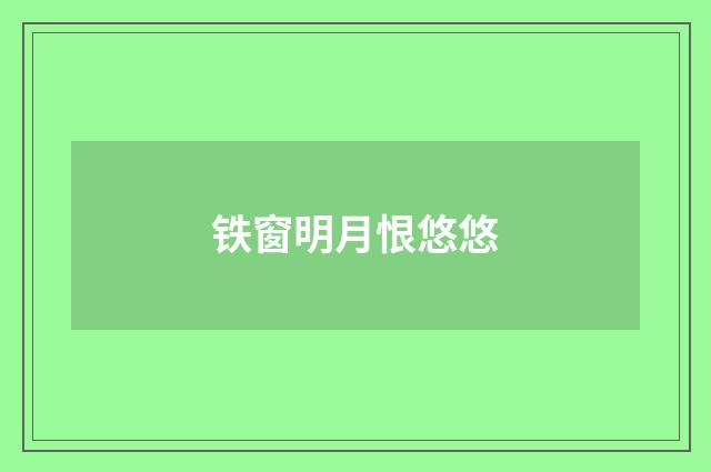 铁窗明月恨悠悠