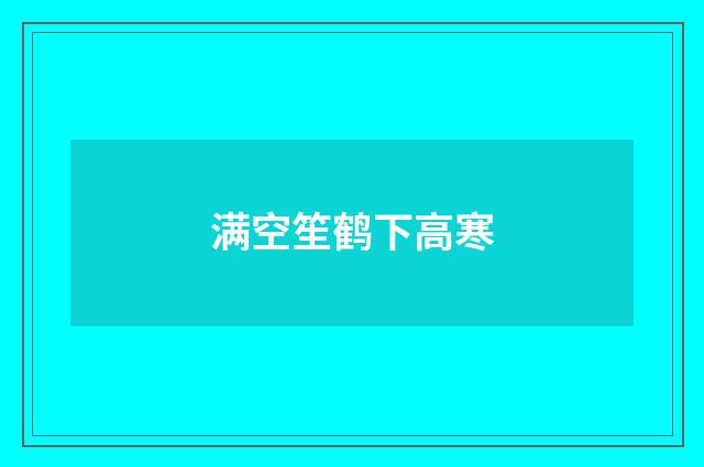 满空笙鹤下高寒