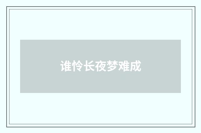 谁怜长夜梦难成