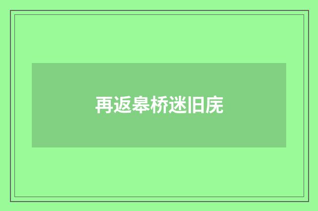 再返皋桥迷旧庑