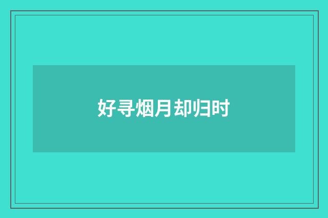 好寻烟月却归时