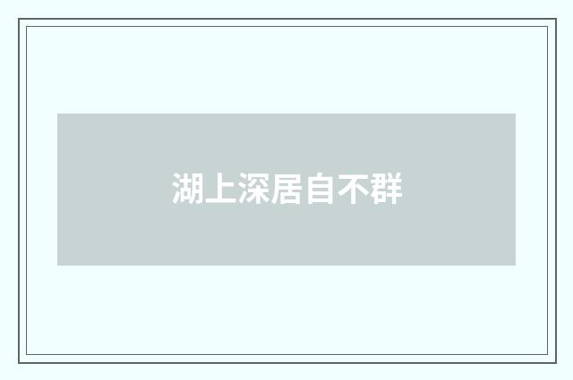 湖上深居自不群