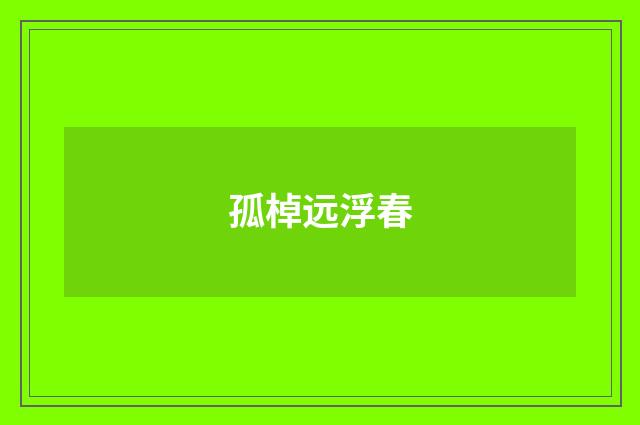 孤棹远浮春