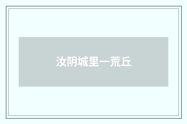 汝阴城里一荒丘