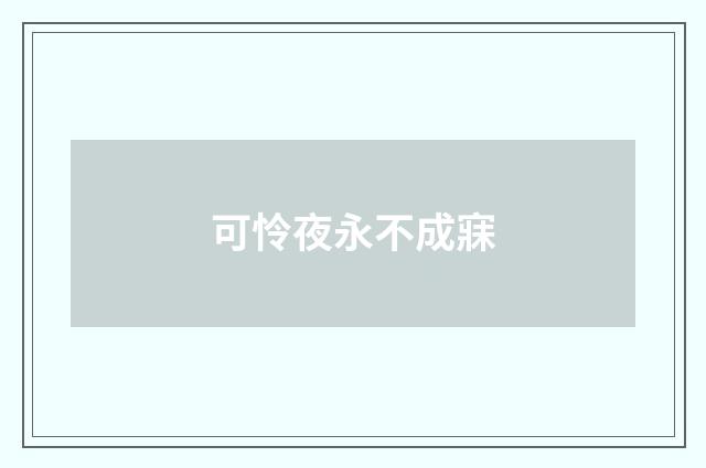 可怜夜永不成寐