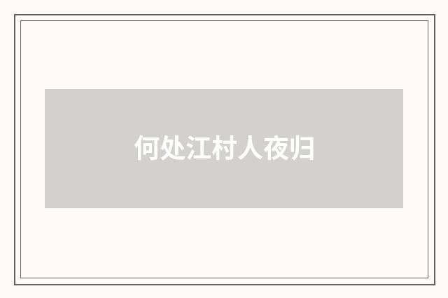 何处江村人夜归