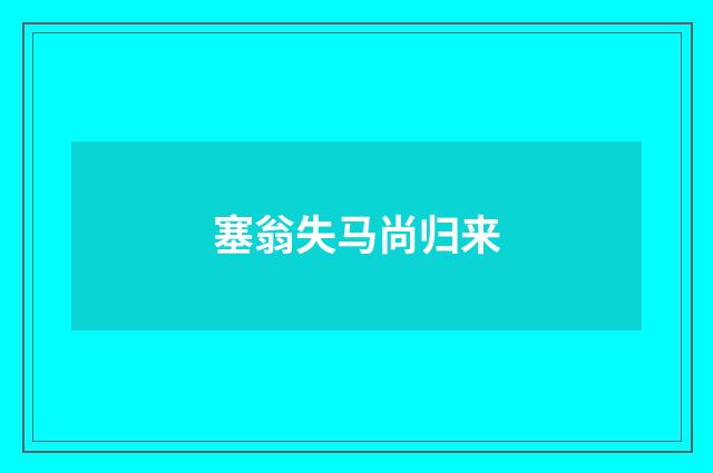 塞翁失马尚归来