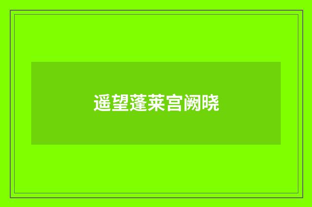 遥望蓬莱宫阙晓