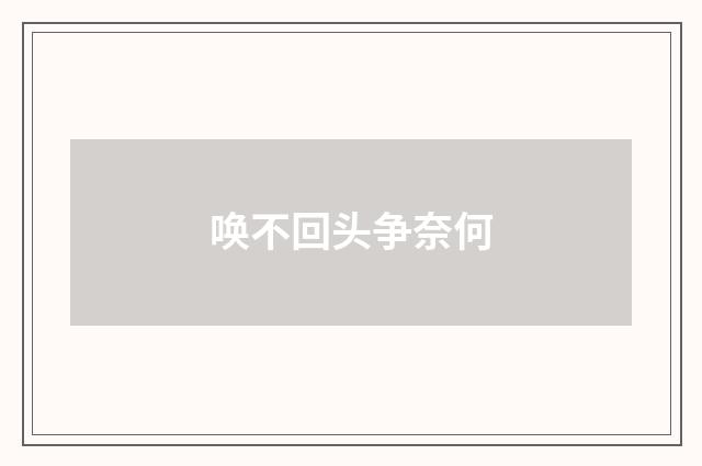 唤不回头争奈何