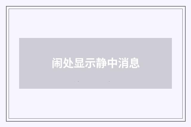 闹处显示静中消息