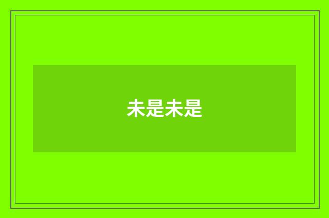 未是未是