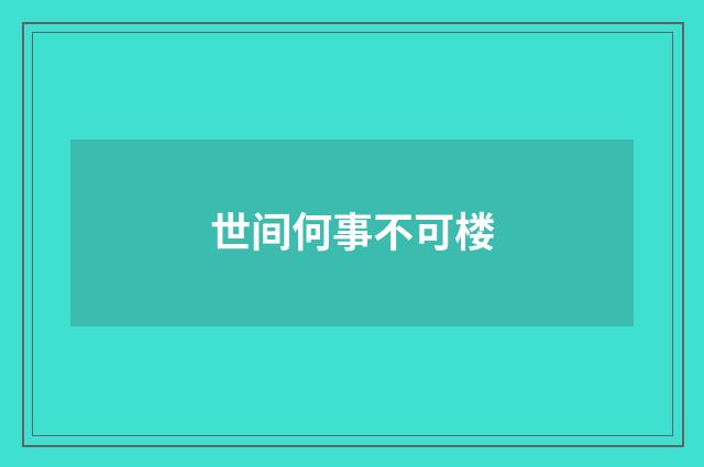 世间何事不可楼