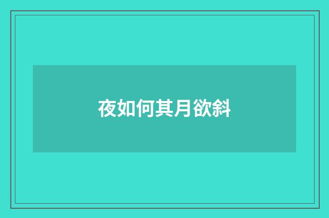 夜如何其月欲斜