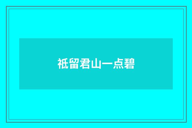 祗留君山一点碧