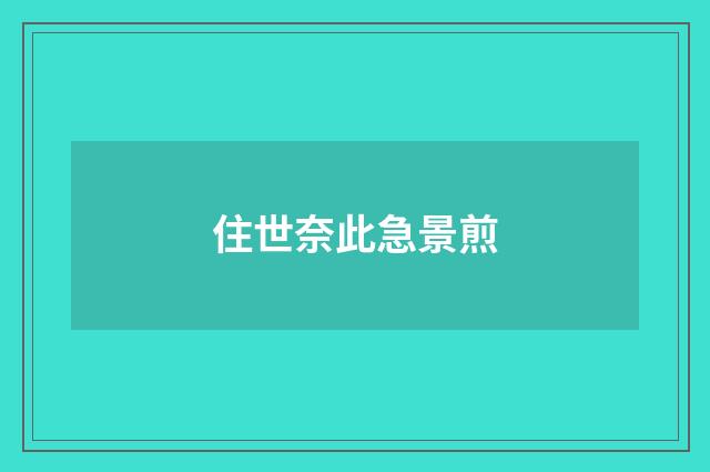 住世奈此急景煎