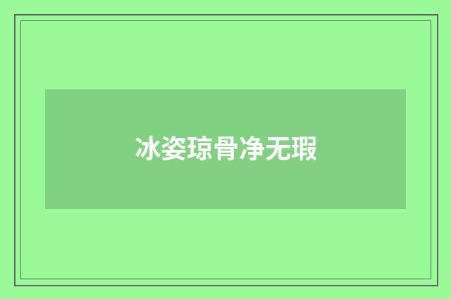 冰姿琼骨净无瑕