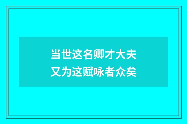 当世这名卿才大夫又为这赋咏者众矣
