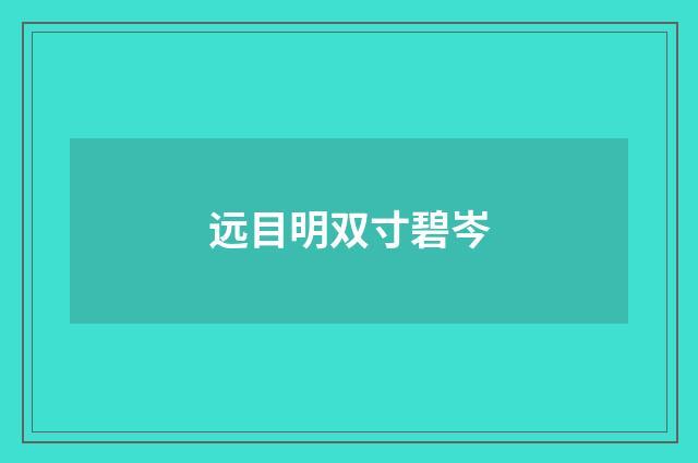 远目明双寸碧岑