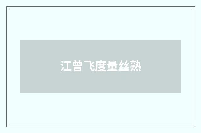 江曾飞度量丝熟