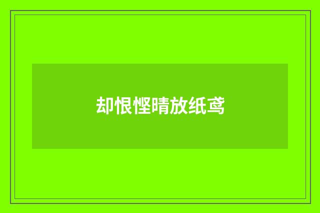 却恨悭晴放纸鸢