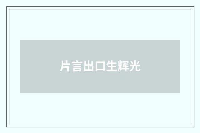 片言出口生辉光