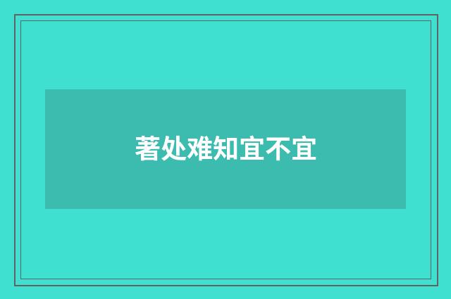 著处难知宜不宜