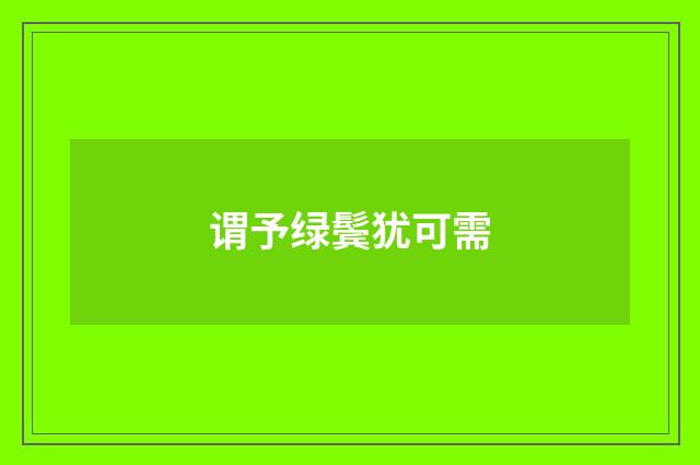谓予绿鬓犹可需