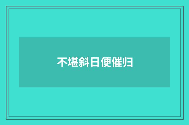 不堪斜日便催归