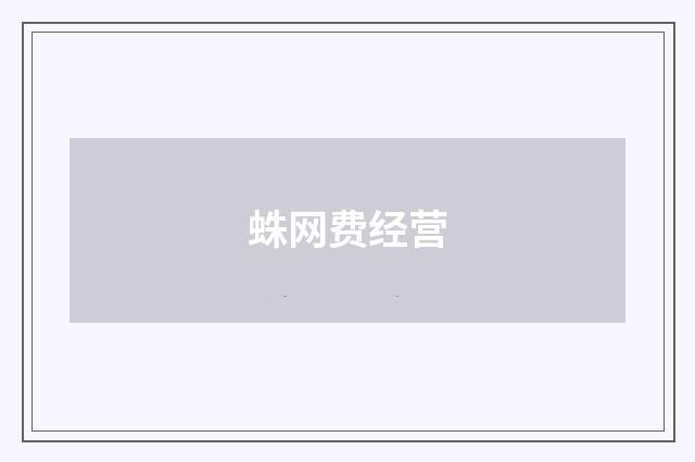 蛛网费经营
