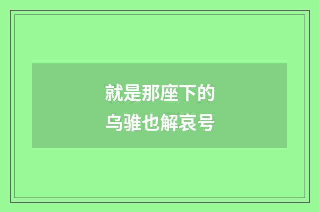 就是那座下的乌骓也解哀号