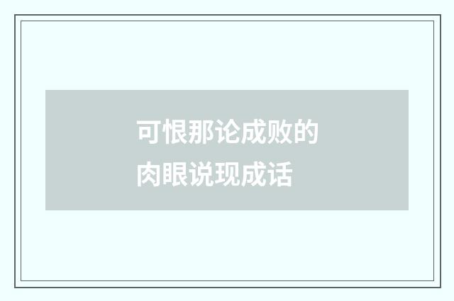 可恨那论成败的肉眼说现成话