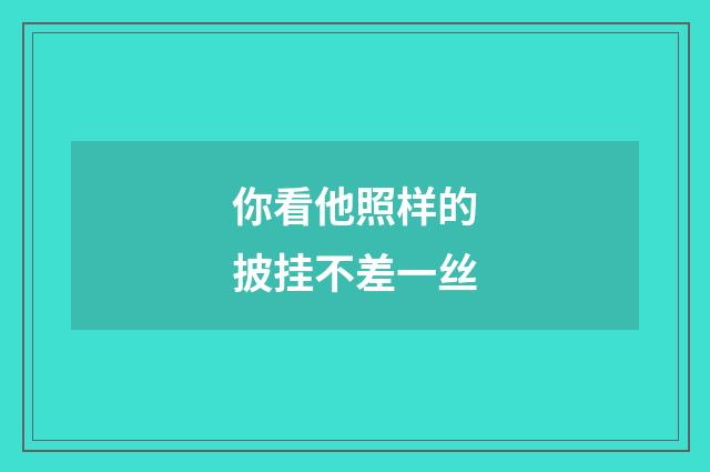 你看他照样的披挂不差一丝