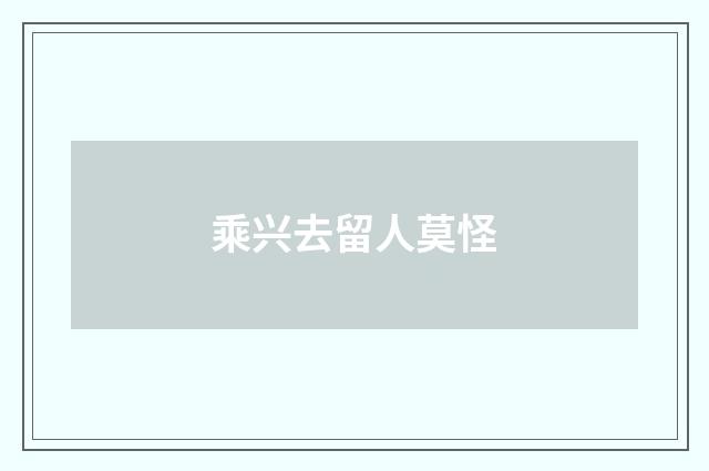 乘兴去留人莫怪