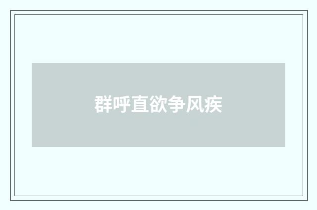 群呼直欲争风疾