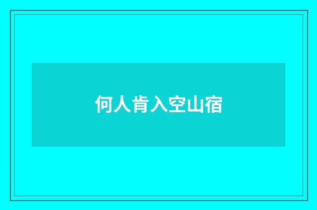 何人肯入空山宿