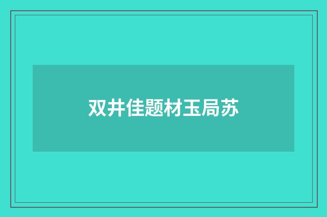 双井佳题材玉局苏