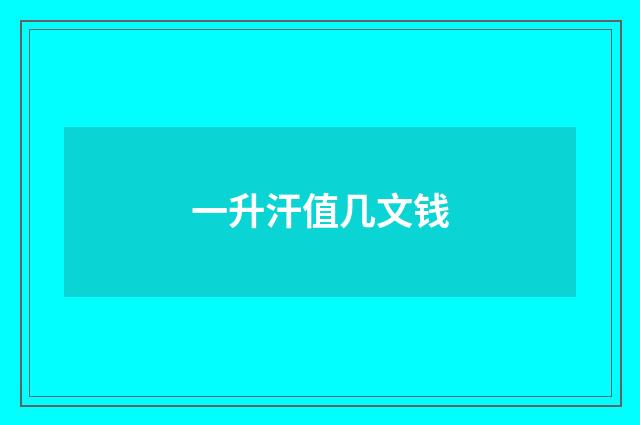 一升汗值几文钱