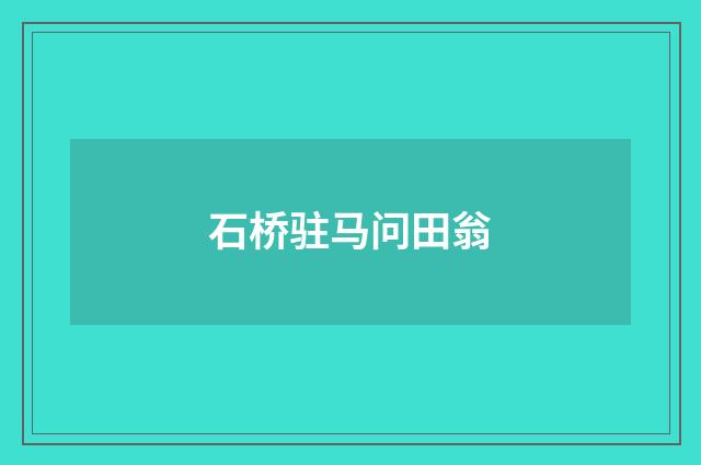 石桥驻马问田翁