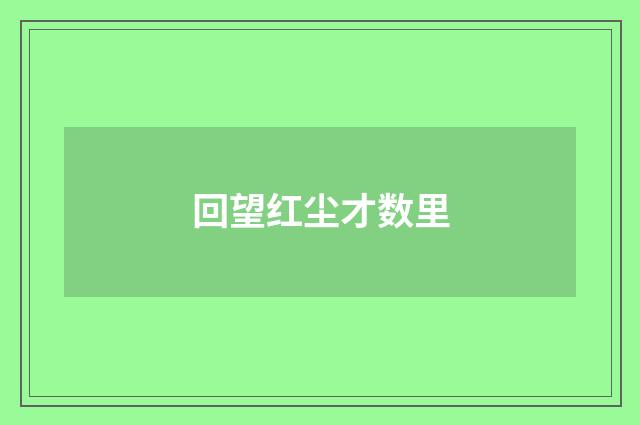 回望红尘才数里