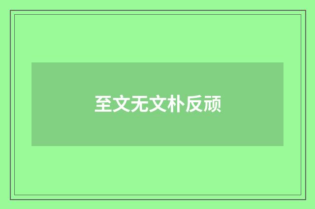 至文无文朴反顽