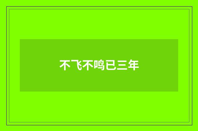 不飞不鸣已三年