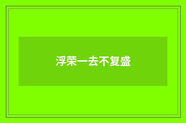 浮荣一去不复盛