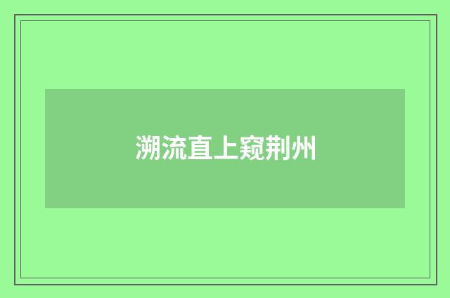 溯流直上窥荆州