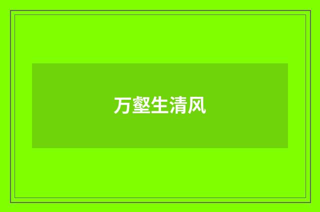 万壑生清风