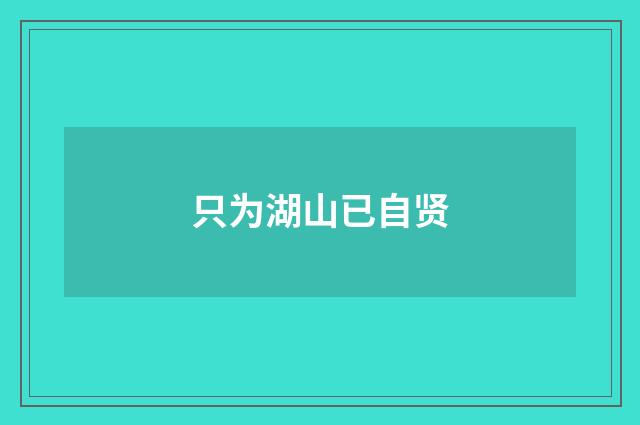 只为湖山已自贤