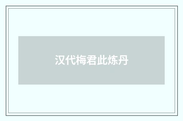 汉代梅君此炼丹