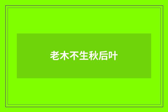 老木不生秋后叶
