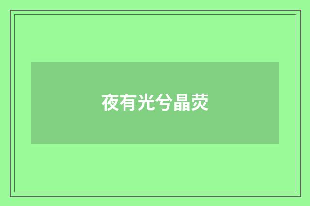 夜有光兮晶荧
