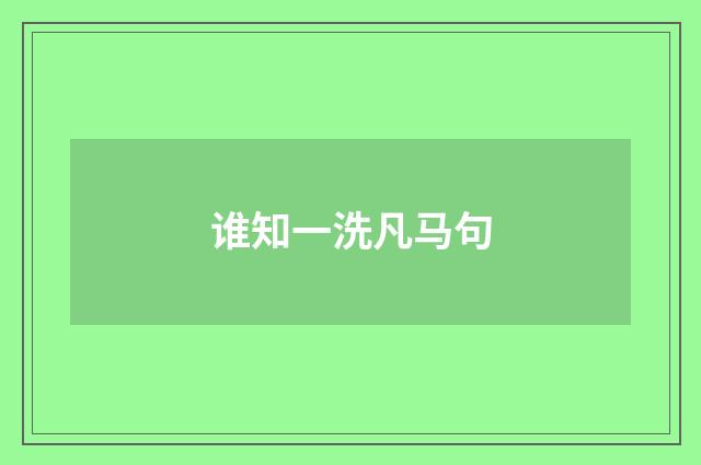 谁知一洗凡马句