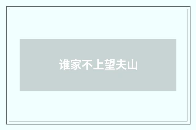谁家不上望夫山